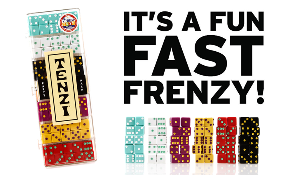 TENZI party pack dice game is a fun, fast, frenzy for any game night or birthday party